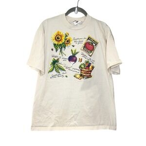 Vintage 90s Vegetables T-shirt Size M Veggie Garden Retro Cottage Whimsy